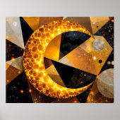 Golden Crescent Moon mit kosmischen geometrischen Poster (Vorne)