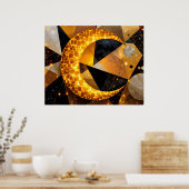Golden Crescent Moon mit kosmischen geometrischen  Poster (Küche)
