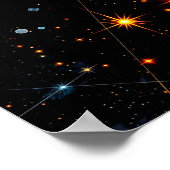 Golden Crescent Moon mit kosmischen geometrischen  Poster (Ecke)