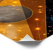 Golden Crescent Moon mit kosmischen geometrischen Poster (Ecke)