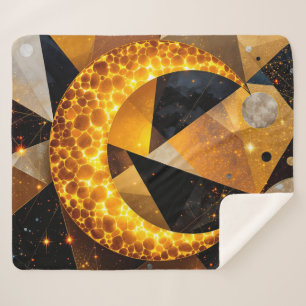 Golden Crescent Moon mit kosmischen geometrischen  Sherpadecke