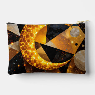 Golden Crescent Moon mit kosmischen geometrischen Zubehörtasche