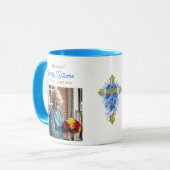 Golden Cross and Flowers Memorial Keepsake Tasse (Vorderseite Links)