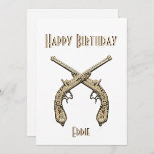 Golden Crossed Pistols Blue Birthday Party Einladu Einladung