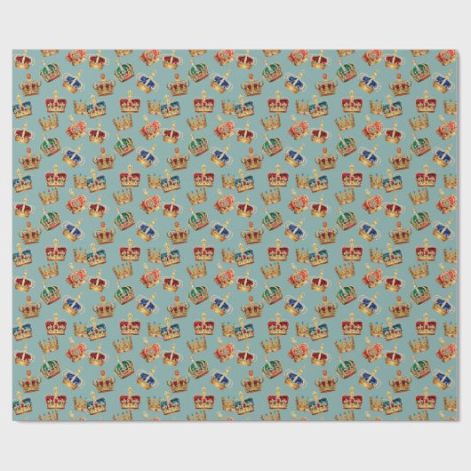 Golden Crown Baroque Mode Textur Geschenkpapier (Flach)