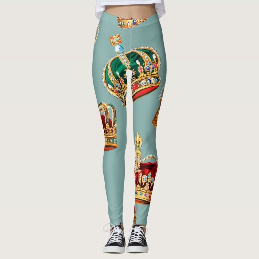 Golden Crown Baroque Mode Textur Leggings (Vorderseite)