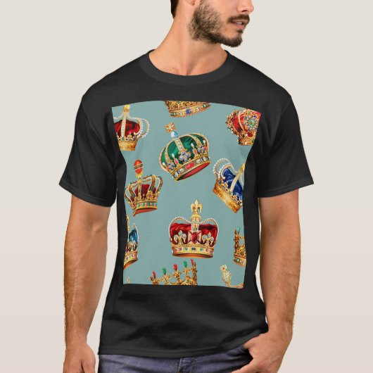 Golden Crown Baroque Mode Textur T-Shirt (Vorderseite)
