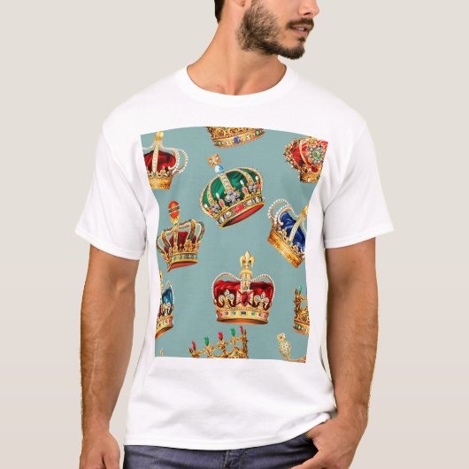Golden Crown Baroque Mode Textur T-Shirt (Vorderseite)