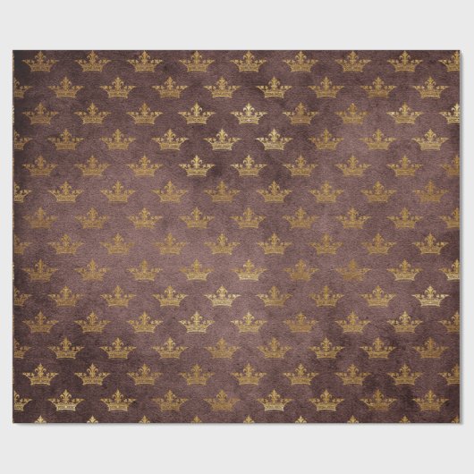 Golden Crown Confetti Royal Burgunde Velvet Geschenkpapier (Flach)