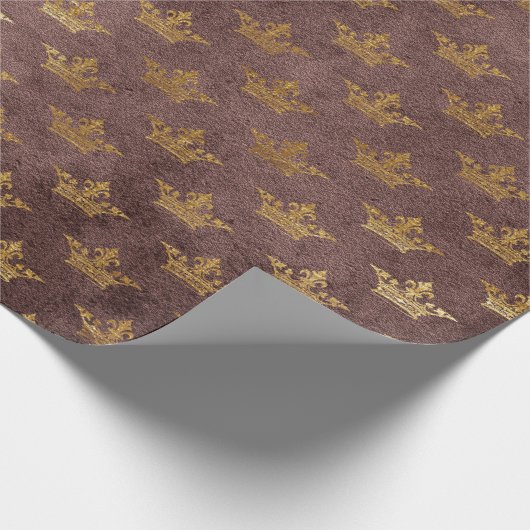 Golden Crown Confetti Royal Burgunde Velvet Geschenkpapier (Ecke)