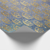 Golden Crown Confetti Royal Gray Blue Velvet Geschenkpapier (Ecke)