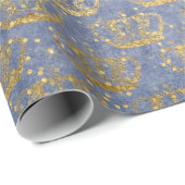 Golden Crown Confetti Royal Gray Blue Velvet Geschenkpapier (Rolleneckpunkt)