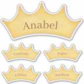 Golden Crown Fairytale Themed Personalisiert Label (Vorderseite)