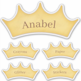 Golden Crown Fairytale Themed Personalisiert Label