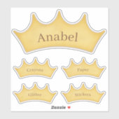 Golden Crown Fairytale Themed Personalisiert Label (Blatt)