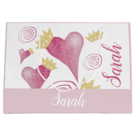 Golden Crown Heart Blush Mit Monogramm Große Geschenktüte