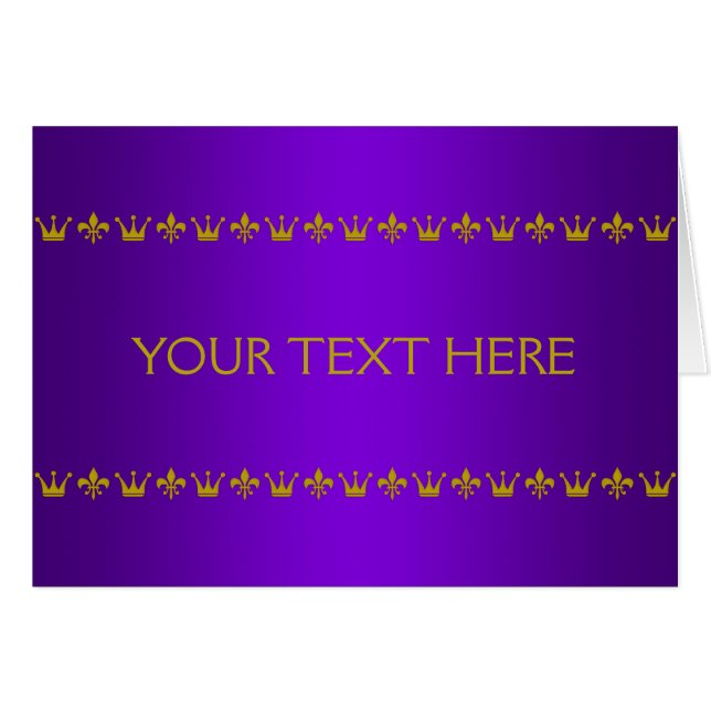 Golden Crown & Lily Border + Ihr Text & Backgr. (Vorderseite (Horizontal))