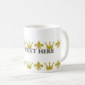 Golden Crown & Lily Border + Ihr Text & Backgr. Kaffeetasse (VorderseiteRechts)