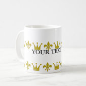 Golden Crown & Lily Border + Ihr Text & Backgr. Kaffeetasse (Vorderseite Links)