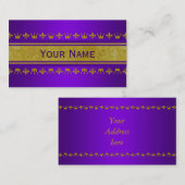Golden Crown & Lily Border + Ihr Text & Backgr. Visitenkarte (Vorne/Hinten)