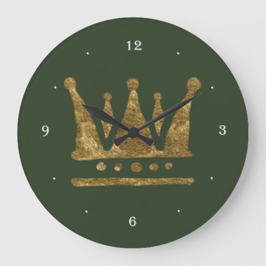 Golden Crown Round (Large Wall Clock) Große Wanduhr (Vorderseite)