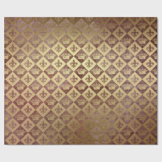 Golden Crown Royal Burgunde Velvet Chessboard Geschenkpapier (Flach)