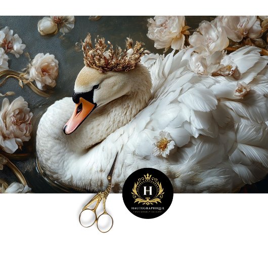 Golden Crown Swan mit Florals Decoupage Seidenpapier