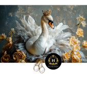 Golden Crown Swan mit gelben Florals Decoupage Seidenpapier