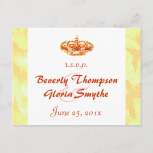 Golden Crown Wedding RSVP Postkarte