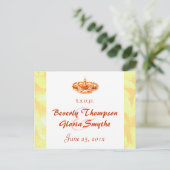 Golden Crown Wedding RSVP Postkarte (Stehend Vorderseite)