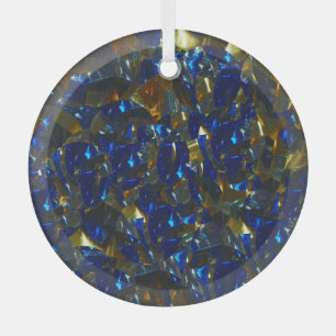 Golden Crystal Blue Circle Ornament Aus Glas