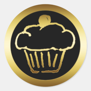 GOLDEN CUPCAKE RUNDER AUFKLEBER