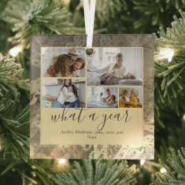 Golden Custom 5 Fotos Typografie Neujahr Ornament Aus Glas