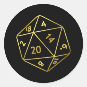 Golden D20 Runder Aufkleber