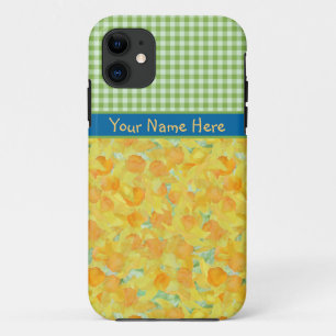 Golden Daffodien und Green Karo Gingham Case-Mate iPhone Hülle