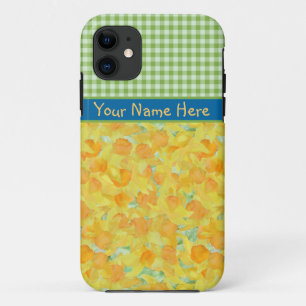 Golden Daffodien und Green Karo Gingham Case-Mate iPhone Hülle