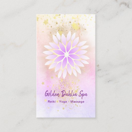 *~* Golden Dahlia Pastel Pink Lavender AP2 Visitenkarte (Vorderseite)