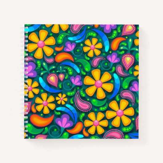 Golden Daisy Muster Boho Spiral Notebook Notizblock (Vorderseite)