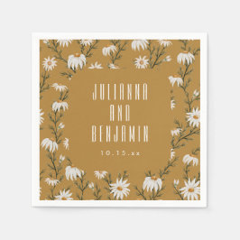 Golden Daisy Wildflower Boho Wedding Floral Names Serviette