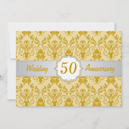 Golden Damask, 50. Hochzeitstag Einladung (Vorderseite)