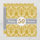 Golden Damask, 50. Hochzeitstag Einladung (Vorne/Hinten)