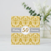 Golden Damask, 50. Hochzeitstag Einladung (Stehend Vorderseite)