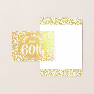 Golden Damask 60. Geburtstag Personalisiert HGC Folienkarte