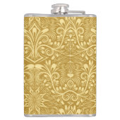 Golden Damask Barockfarbenes Muster Flachmann (Rückseite)