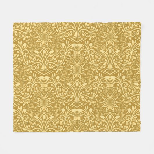 Golden Damask Barockfarbenes Muster Fleecedecke (Vorderseite (Horizontal))