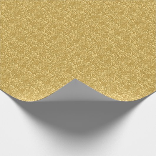 Golden Damask Barockfarbenes Muster Geschenkpapier (Ecke)