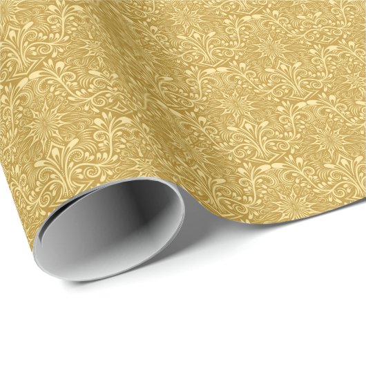 Golden Damask Barockfarbenes Muster Geschenkpapier (Rolleneckpunkt)