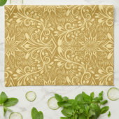 Golden Damask Barockfarbenes Muster Geschirrtuch (Gefaltet)