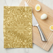 Golden Damask Barockfarbenes Muster Geschirrtuch (Viertel Falte)