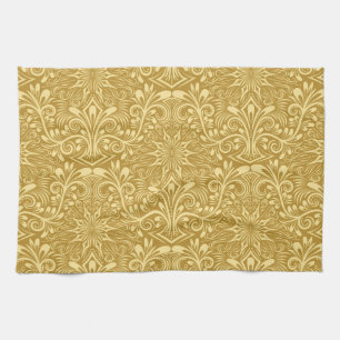 Golden Damask Barockfarbenes Muster Geschirrtuch